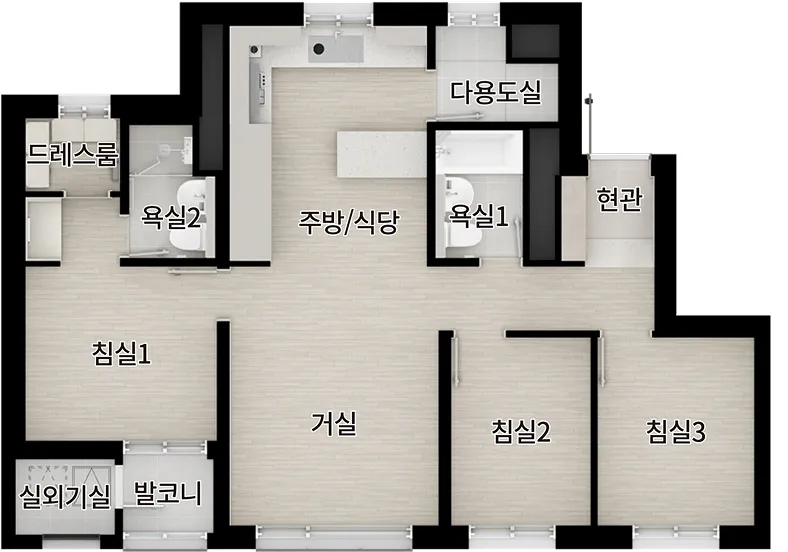 더샵 검단레이크파크 59㎡ A 평면도