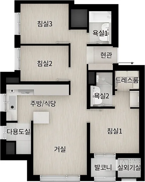 더샵 검단레이크파크 59㎡ B 평면도