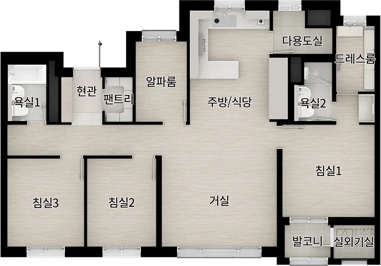 더샵 검단레이크파크 84㎡ A 평면도