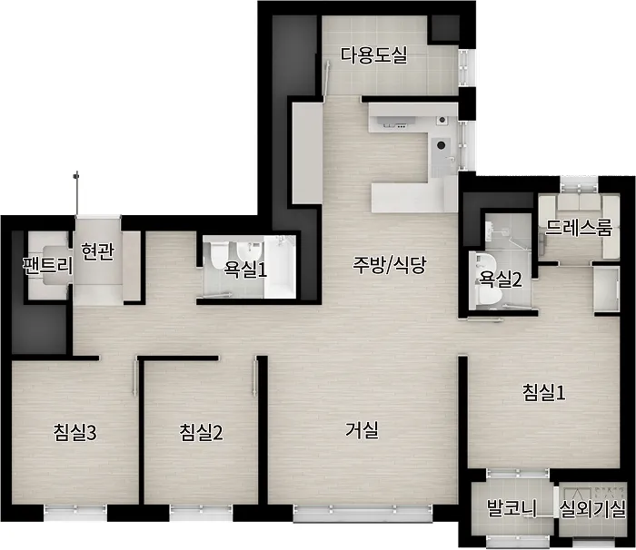 더샵 검단레이크파크 84㎡ B 평면도
